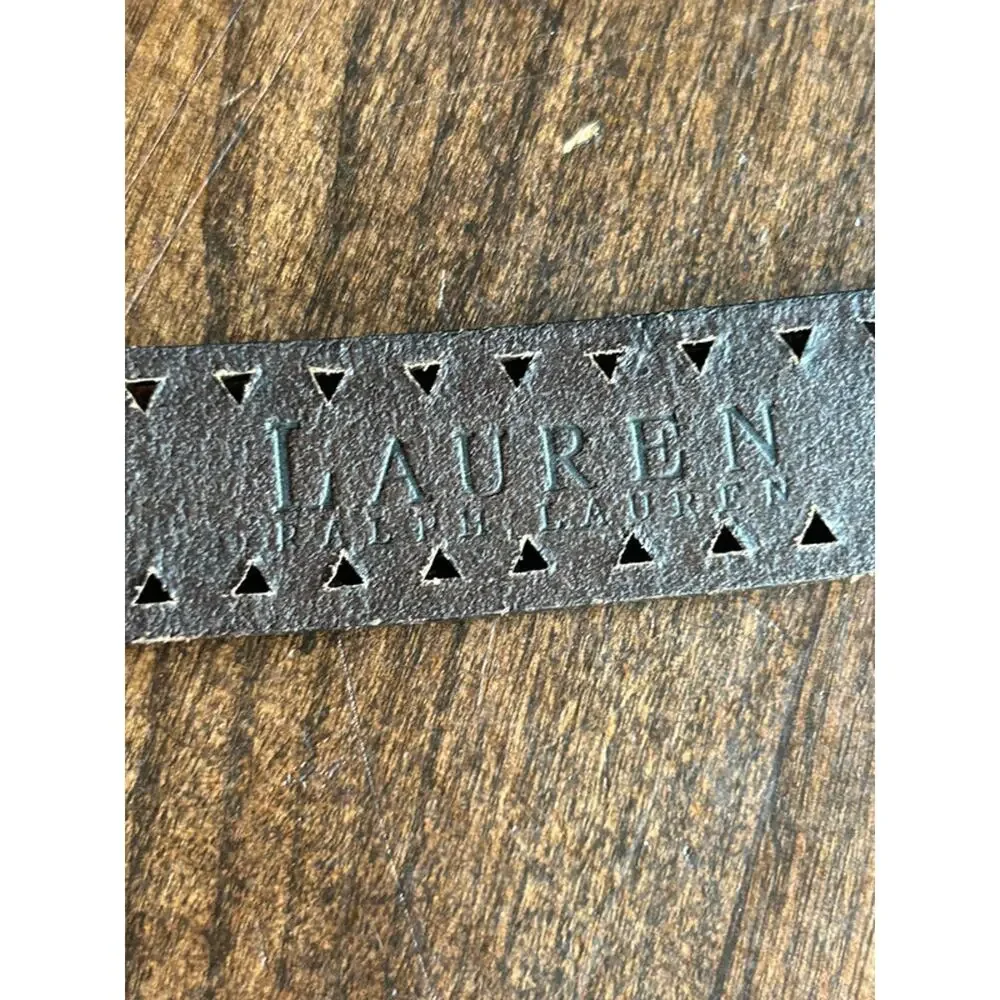 vintage Lauren Ralph Lauren brown leather belt triangle laser-cut edge women 30